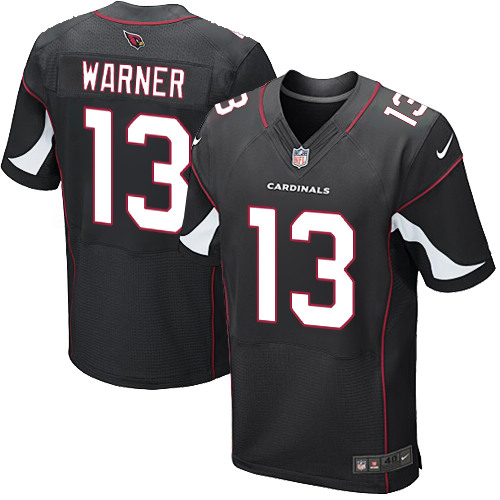 Men's Elite Kurt Warner Nike Jersey Black Alternate - #13 NFL Arizona Cardinals